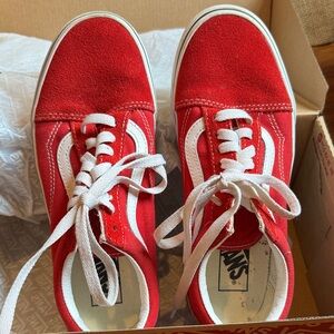 Women OR Men’s Vans Bold Red and White Lace-Up Shoes